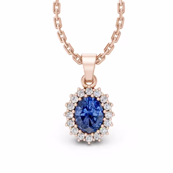 Blue Sapphire Halo Pendant