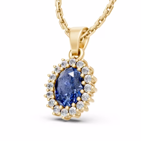 Blue Sapphire Halo Pendant