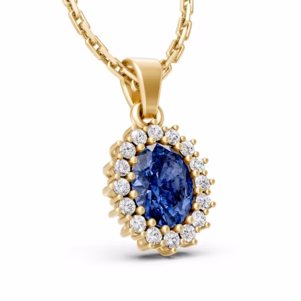 Blue Sapphire Halo Pendant