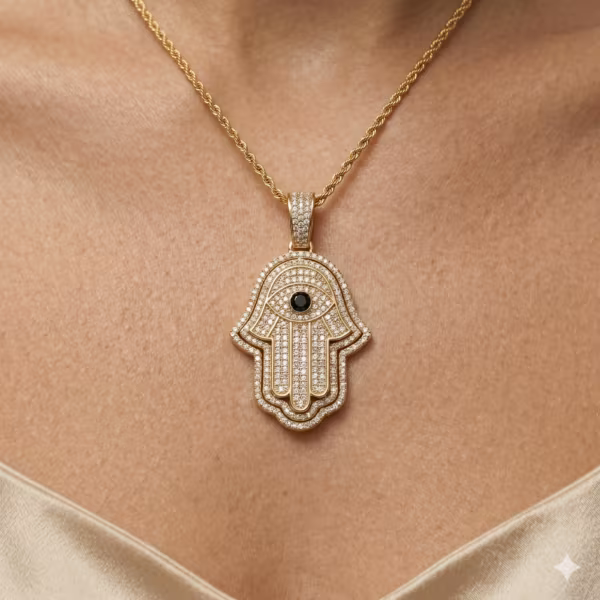 Diamond Hamsa Pendant