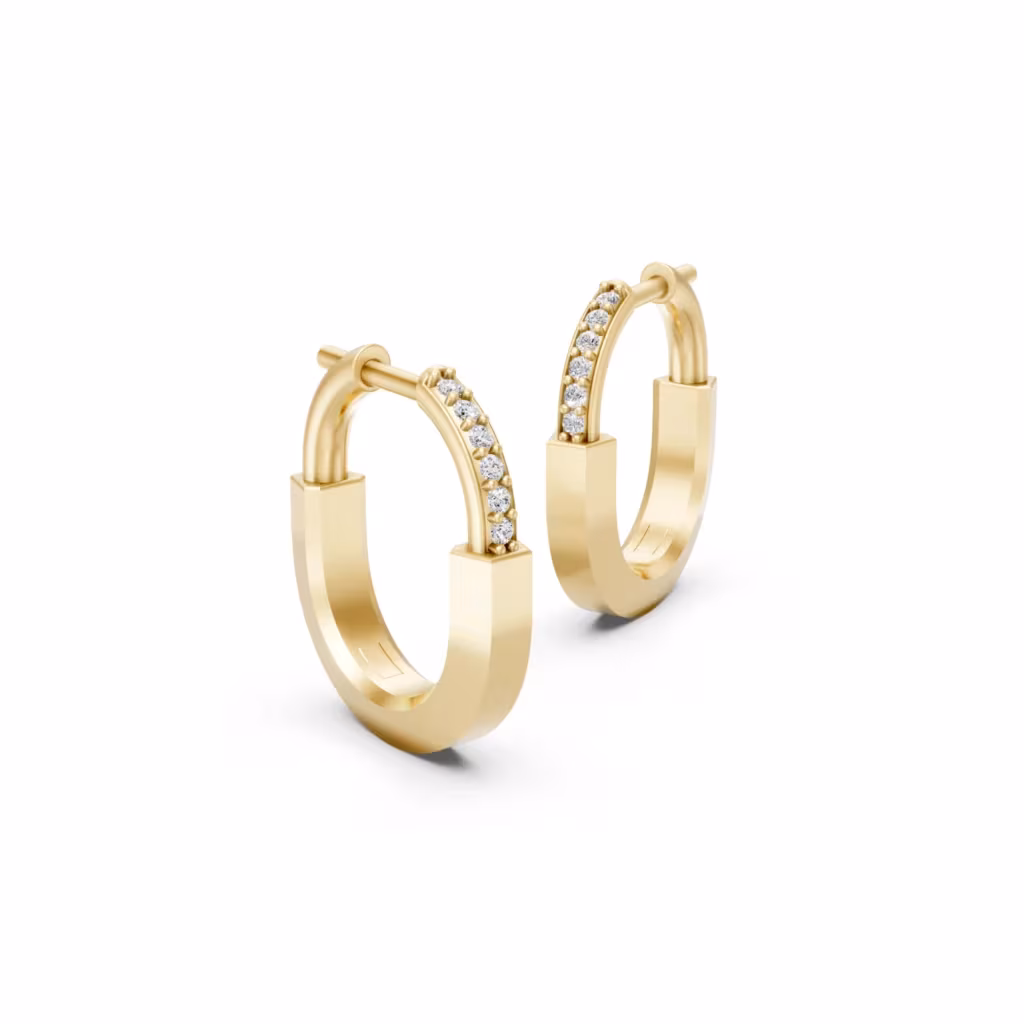 Diamond Hinged Lock Earrings