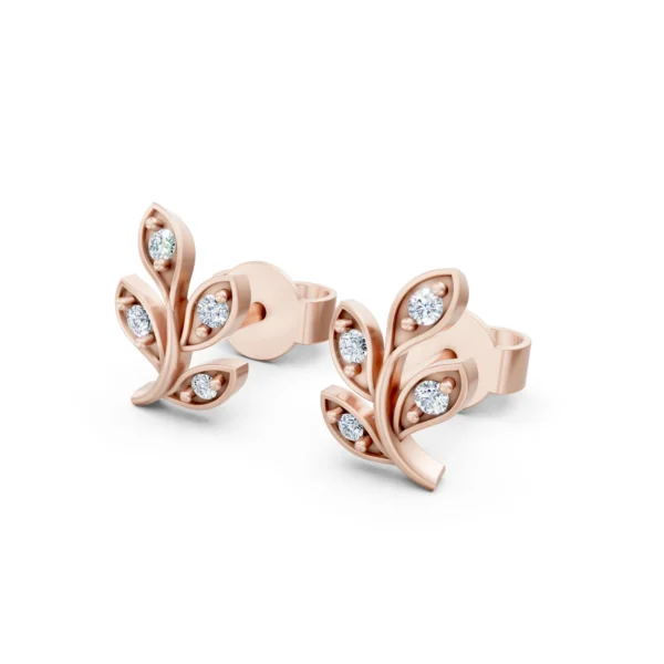 Diamond Leaf Stud Earrings