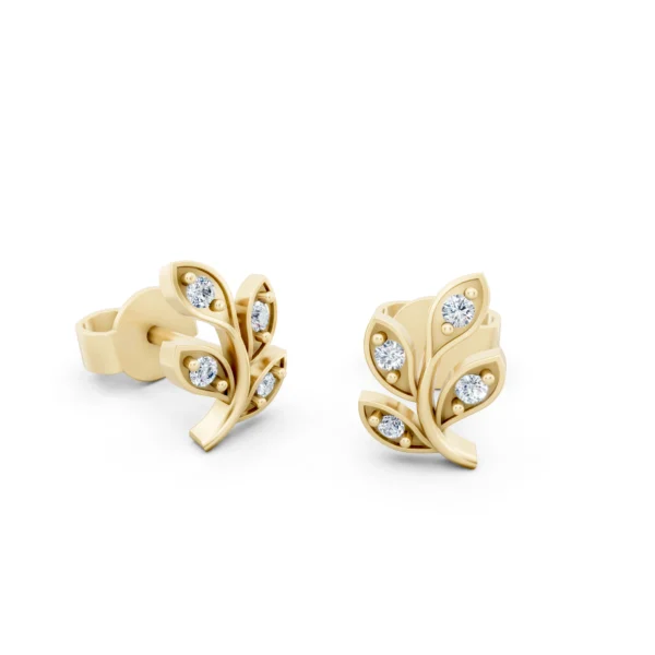 Diamond Leaf Stud Earrings