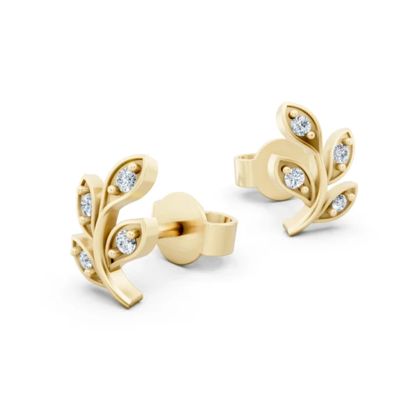 Diamond Leaf Stud Earrings