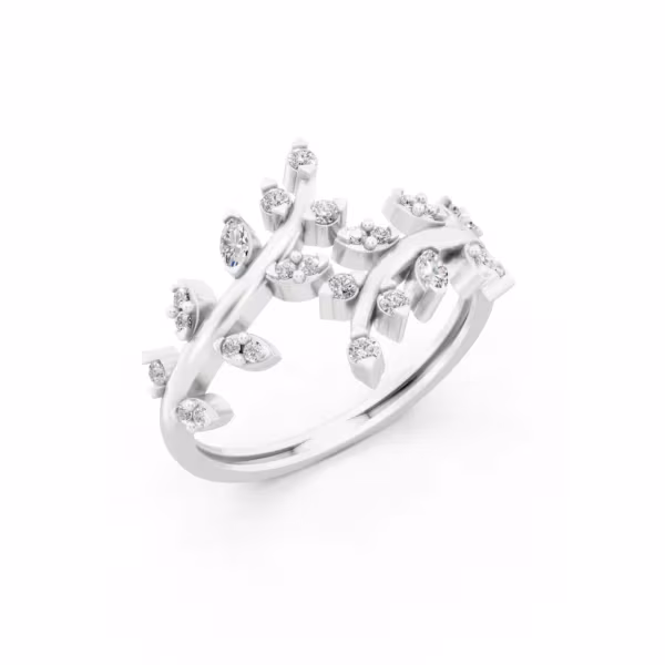Diamond Leaf Wrap Ring