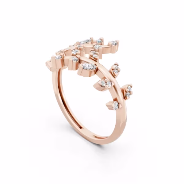 Diamond Leaf Wrap Ring