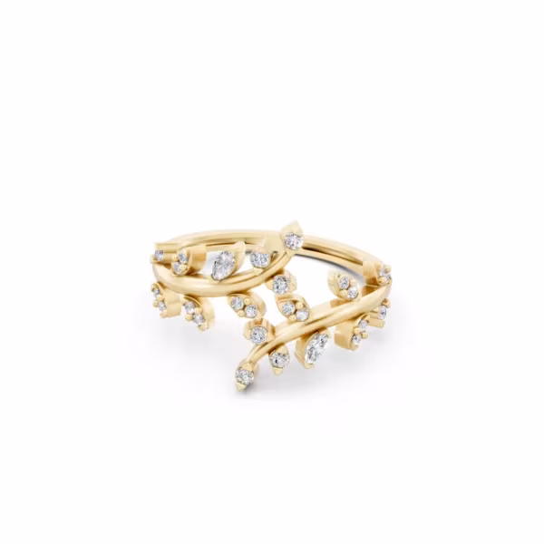 Diamond Leaf Wrap Ring