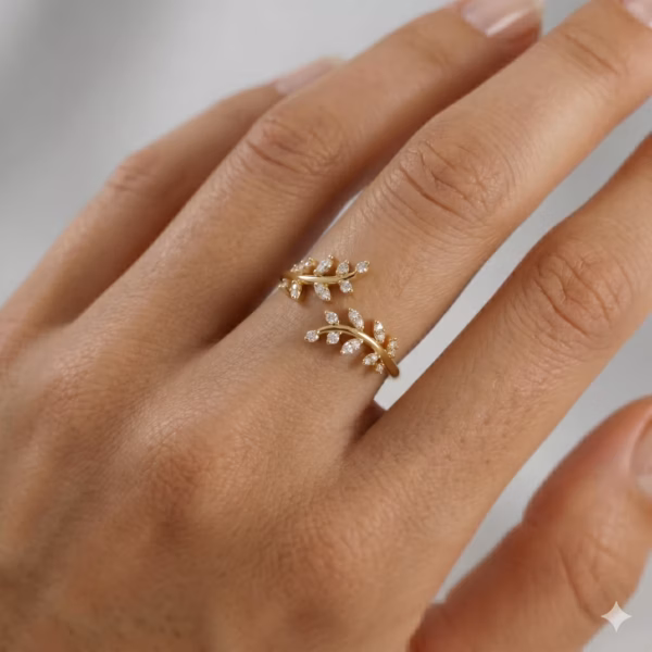 Diamond Leaf Wrap Ring