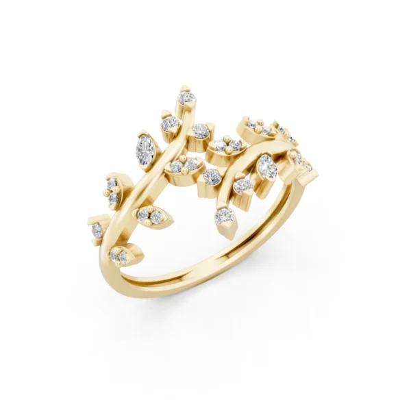 Diamond Leaf Wrap Ring