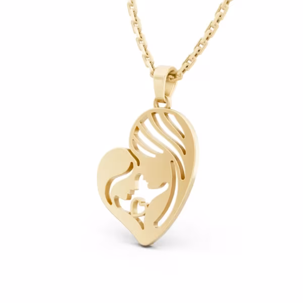 Gold Mother and Child Pendant
