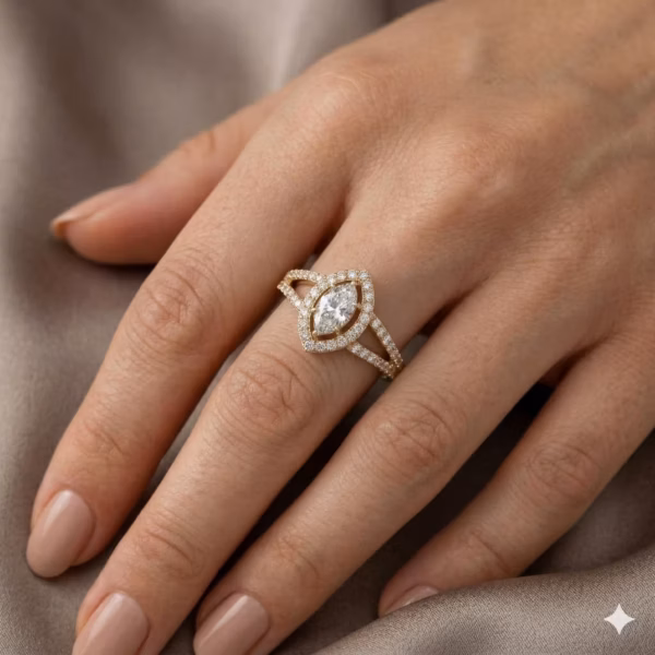 White Marquise Engagement Ring