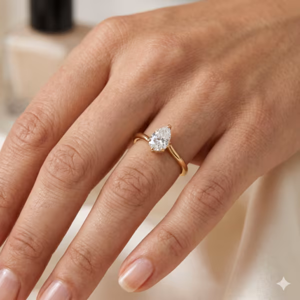 Pear Solitaire Ring