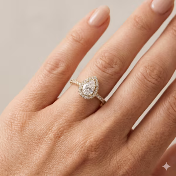 Pear Halo Engagement Ring