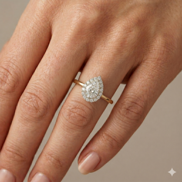 Dazzling Pear Halo Ring