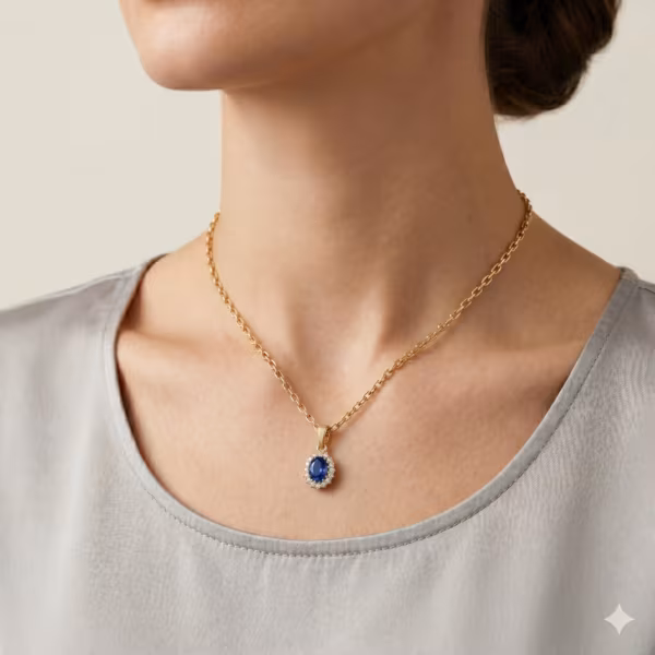 Blue Sapphire Halo Pendant