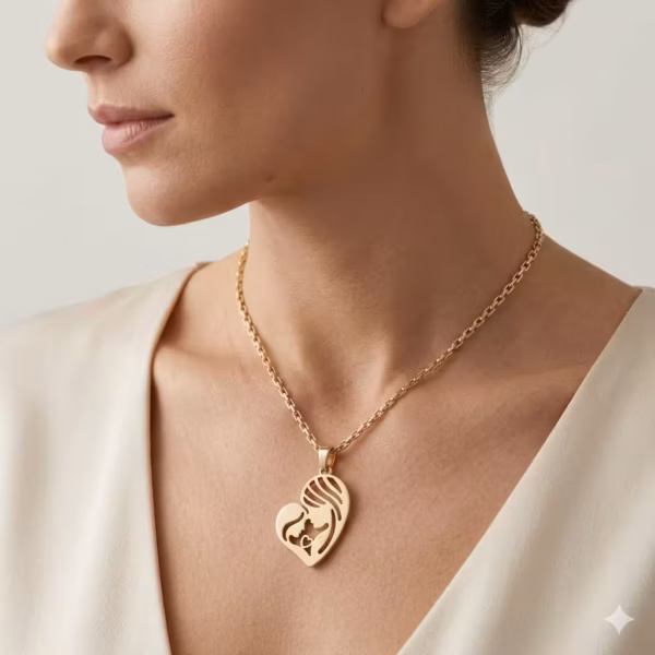 Gold Mother and Child Pendant