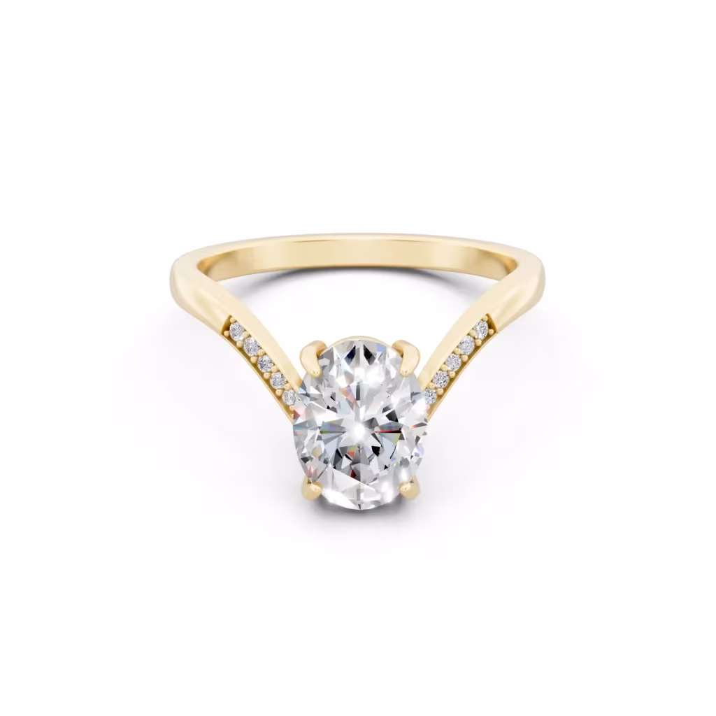 Oval Chevron Pave Ring