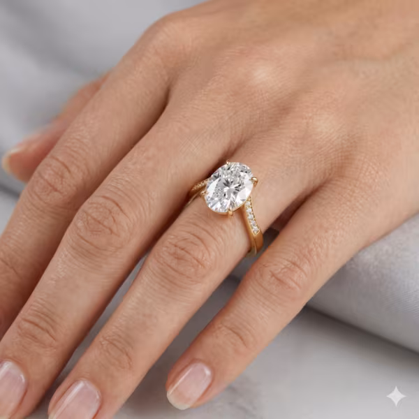 Oval Chevron Pave Ring