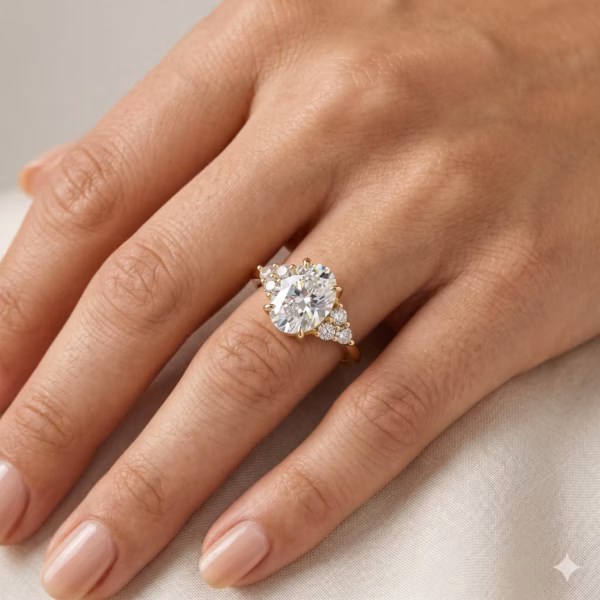 Oval Cluster Engagement Ring