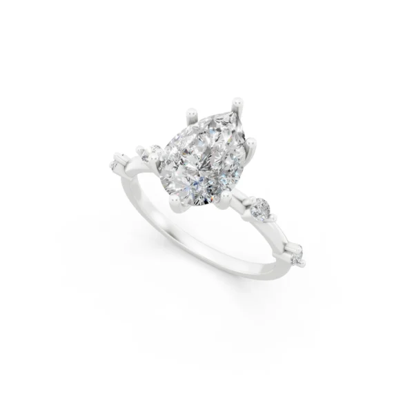 Pear Bead Solitaire Ring