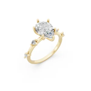 Pear Bead Solitaire Ring