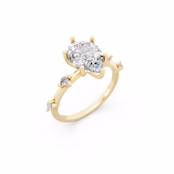 Pear Bead Solitaire Ring