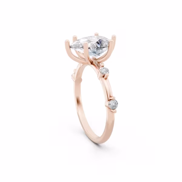 Pear Bead Solitaire Ring
