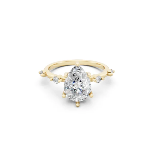 Pear Bead Solitaire Ring