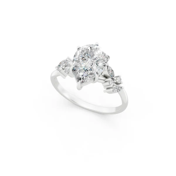 Pear Floral Engagement Ring