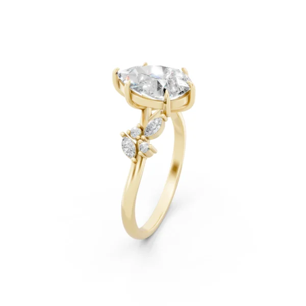 Pear Floral Engagement Ring
