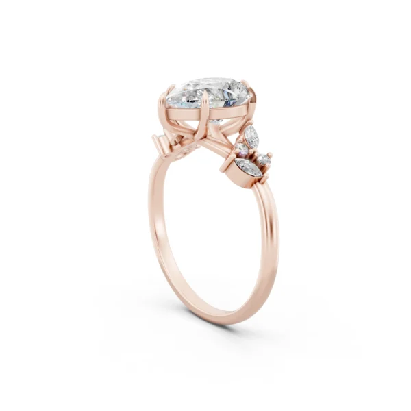 Pear Floral Engagement Ring