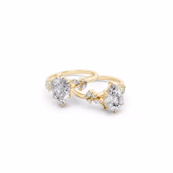 Pear Floral Engagement Ring