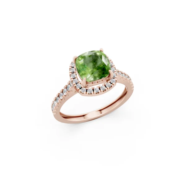 Peridot Halo Ring