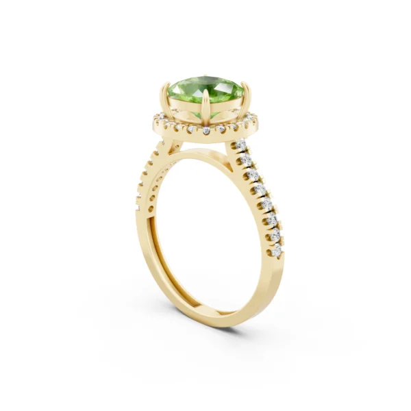Peridot Halo Ring