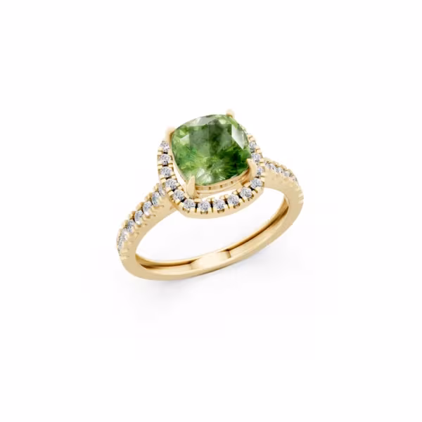 Peridot Halo Ring