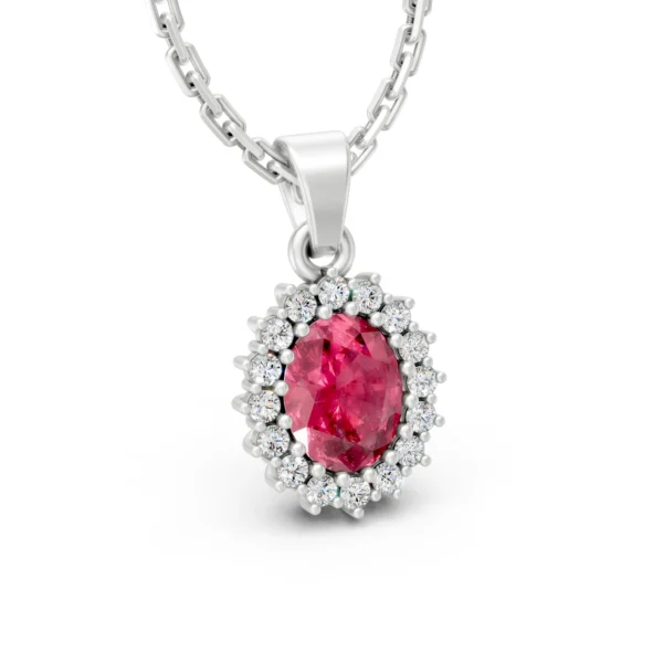 Red Ruby Halo Pendant