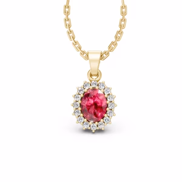 Red Ruby Halo Pendant