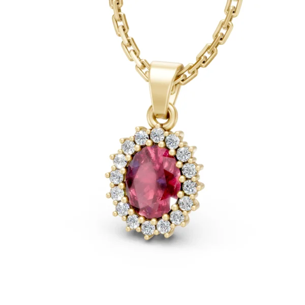 Red Ruby Halo Pendant