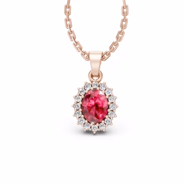Red Ruby Halo Pendant