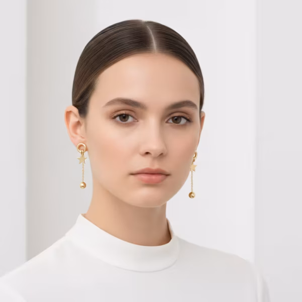 Star Bead Drop Earrings