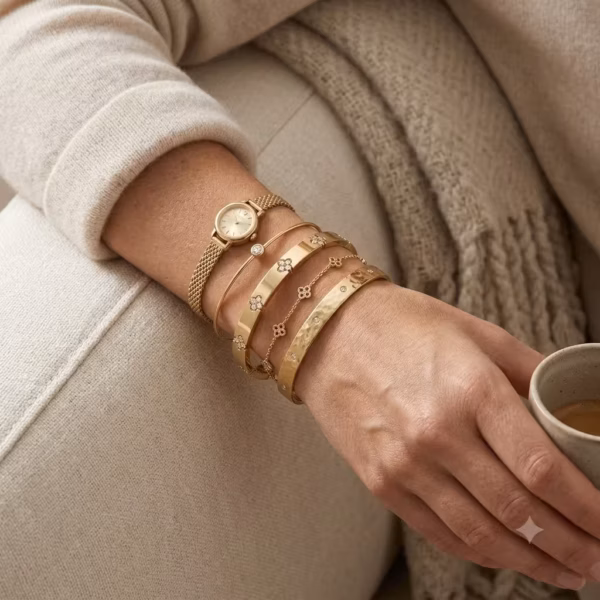 Floral Hinged Bracelet