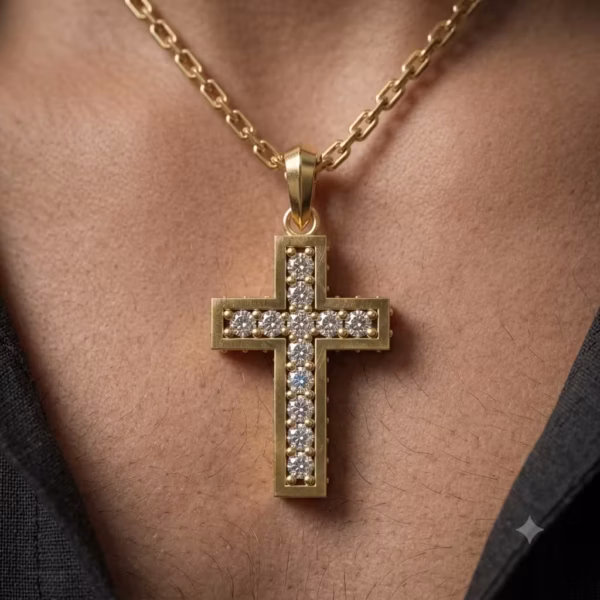 Classic Gold Cross Diamond Pendant