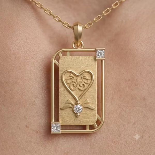 Tarot Card Heart Diamond Pendant