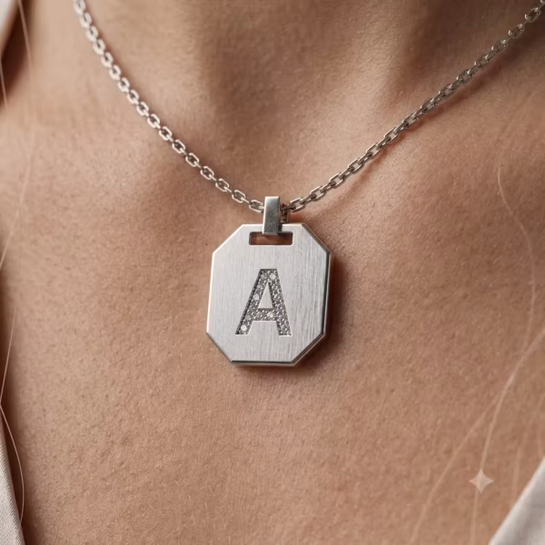 Octagon Initial Pendant