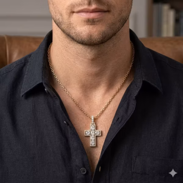 Diamond Halo Cross Pendant