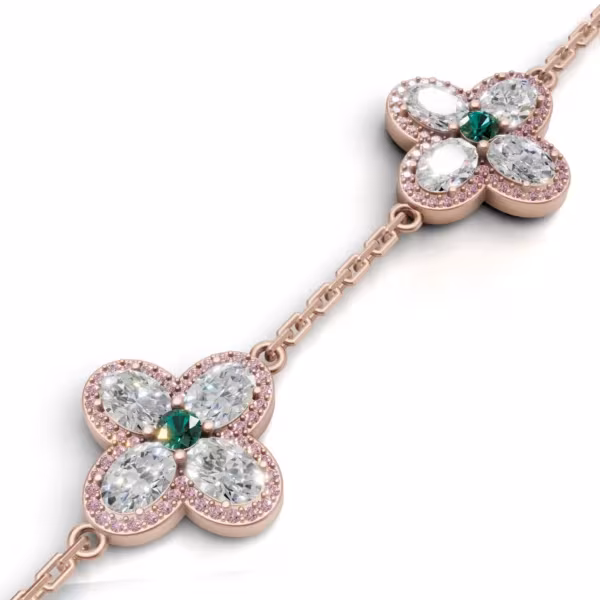 Flower Chain Bracelet in rose gold