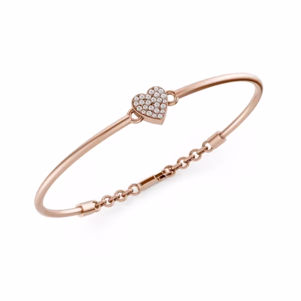 Heart Bangle Bracelet in rose gold