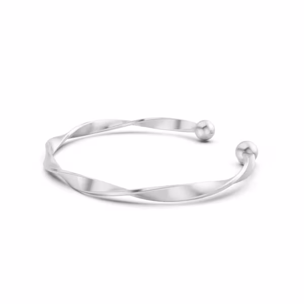 Twisted Cuff Bracelet in white gold