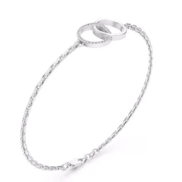 Interlocking Circle Bracelet in white gold