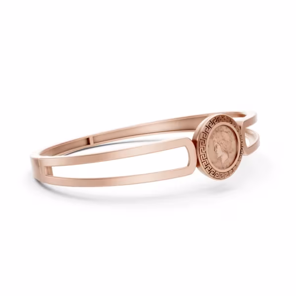 Medallion Bangle Bracelet in rose gold